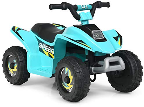 Costzon Kids ATV, 6V Battery Powered Electric Quad, Forward/Reverse Switch, Rear Wheeler Motorized Ride On Mini Vehicle Car for Toddlers Boys Girls, Ride on ATV (Blue)