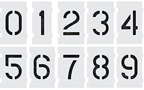 Deezio Wiederverwendbares Schablonen-Set mit großen Zahlen, ineinandergreifend, 0123456789 auf 10 separaten Blättern (25,4 cm)