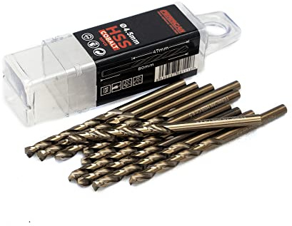Ferrcan HSS Metallbohrer DIN338 M35 5% Kobalt zum Bohren in Edelstahl, Eisen und anderen Metallen Packung mit 10 Stück pro Maß (4.5mm)