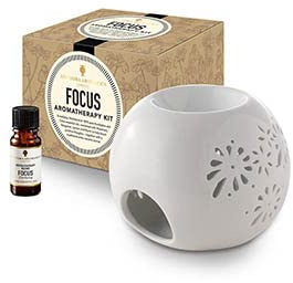 Amphora Aromatics Focus Aromatherapy Kit - with Style 1 traditional burner.