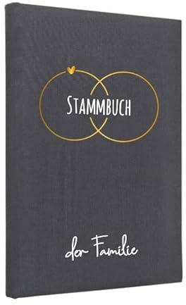 Hochzeitideal – Stammbuch der Familie Serie Adria 21,0 cm x 15,0 cm - Buchbinderleinen Stammbuch Hochzeit - Familienbuch Standesamt mit 6-Fach Ringmechanik für Urkunden mit Behördenlochung