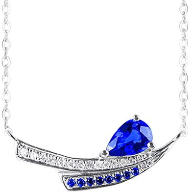 KnSam 18 Karat Au750 Weißgold Frau Ketten, Blau Saphir Ketten 0.52ct Klassiker 750 Weißgold Statement Kette Damen Modeschmuck mit Diamant Echt Gold, Länge 40-48cm