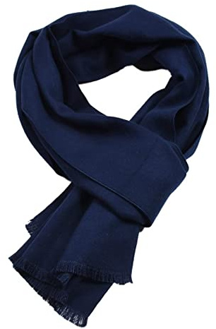 Sciarpa pashmina, sciarpa invernale da uomo tinta unita frangia calda morbida vestiti accessori per il collo regali, blu navy, 70x12in(175x30cm)