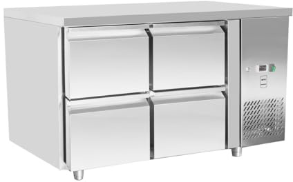 METRO Professional Kühltisch GCC21004D, Edelstahl, 4 Schubladen, 90 L, silber