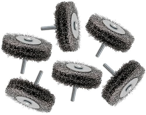Saihisday 6 Scovolini in Filo Metallico Confezionato, Ruota in Filo di Acciaio al Carbonio per Trapano, Ruota in Filo Ondulato da 1/4 di Pollice, Accessori per Trapano a Spazzola in Filo Metallico