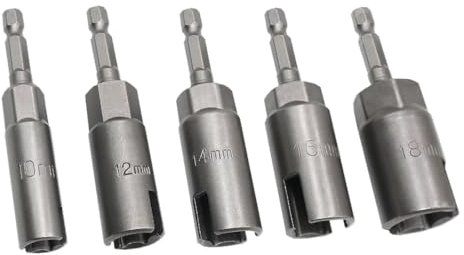 SeonFook 5 st Power Wing Nut Driver Bits, 1/4 tum Hex Skaft Spets Vingmuttrar Borrset Hylsnycklar Verktyg för panelmuttrar, Skruvöga, C-krokbult, Q-hängare (10/12/14/16/18 mm)
