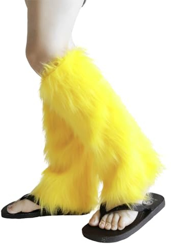 Calentadores Piernas Mujer,Piel Sintética Calentador De Piernas PUños Peludos Botas Cubiertas,Legwarmers Calentador De Pierna De Tobillo De Moda De Invierno,Tobillo De Moda De Invierno (Amarillo)