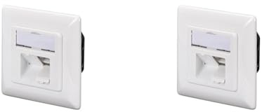 DIGITUS Anschlussdose Cat-6A - 2 Port RJ45 - Unterputz Netzwerk-Dose - Zuführung Horizontal - Designfähig - Reinweiß (Packung mit 2)