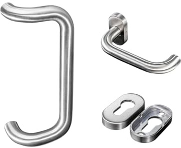 METALUSTIC Stangengriff Stoßgriff 300MM Edelstahl, Türgriff, Stossgriff für Haustür, verschiedene Größen, Griffschaft aus Edelstahl 8 MM X 165 MM