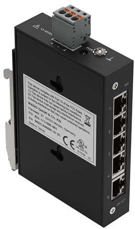 WAGO Industrial-ECO-Switch 852-111/000-001 | mit 5 ETHERNET‐Ports 10/100 MBit/s Autonegotiation und Diagnose‐LEDs auf der Vorderseite, unterstützt bis zu 2000 absolute MAC‐Adressen