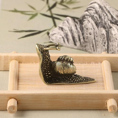 JIAPAILAIYUN Messingfigur, 3,4 x 2,3 cm, Antik-Kollektion, Messing, Tee, Haustier, Ornamente, Schnecke, Kuh, Messing, Schreibtisch-Ornamente, Briefbeschwerer, solide Retro-Handwerkskunst