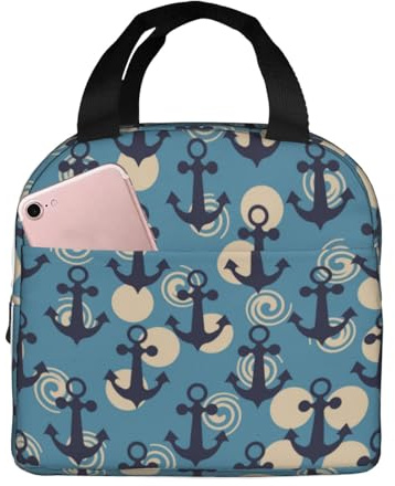 Bolsas de almuerzo aisladas para hombres y mujeres de trabajo, anclas, una bolsa térmica suave aislada para viajes, a prueba de agua, lonchera pequeña para adultos, para hombres y mujeres, bolsa de