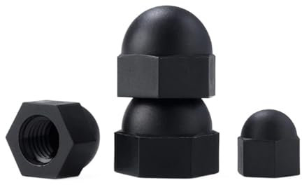 Nylon Schwarze Eichel-Hutmuttern Dekorative Kappe Blindmutterkappen Abdeckungen M3 M4 M5 M6 M8 M10 M12 M14 M16 M18 M20(Black,1Pcs M18)