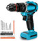 WingFly Perceuse-visseuse Sans Fil Compatible avec Makita Batterie 18 V, Perceuse électrique Sans fil, Marteau Perforateur, 60 N.m Maximum, Couple 20 + 3, 2 Vitesses, Lumière LED