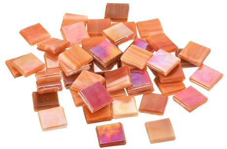 QUARKZMAN Mosaikfliesen, Glasmosaik Mosaiksteine zum Basteln Mini Mosaikfliese DIY Hobbys Handgemachter Kristall Freier Handwerksmaterial Kreativität (Tiefrot Packung mit 50)