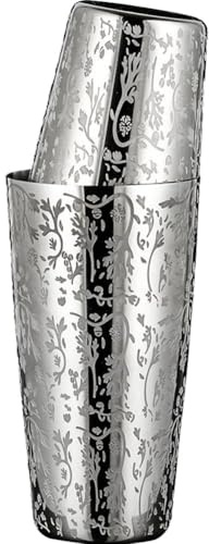Keuyeo Shaker per Cocktail Boston Shaker in Acciaio Inossidabile con Motivo Inciso Martini Drink Shaker Strumenti Bar Professionali