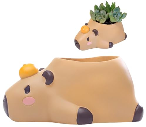 Cute Plant Pots, Resin Capybara Figurine Plant Pots, Animal Flower Pots, Desk Decor Planter, Capybara Sculpture Pots, Novelty Plant Pots, Resin Planter Decor, Small Animal, Tabletop Plant Pot