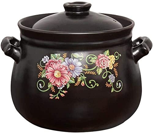 Cazuela de Terracota Cazuela de Terracota Cazuela de cerámica Cazuela de Barro - Quema en seco No se rompe, Sartén Antiadherente Duradera y nutritiva - Capacidad 4 L_Negro (Capacid