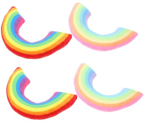 BUGUUYO 4stücke Teiliges Katzenminze-kuschelkissen Regenbogenfarbene Plüsch-katzenkissen Mit Natürlicher Katzenminze Nackenunterstützung Und Beruhigendem Spielzeug Für Indoor Katzen Aller