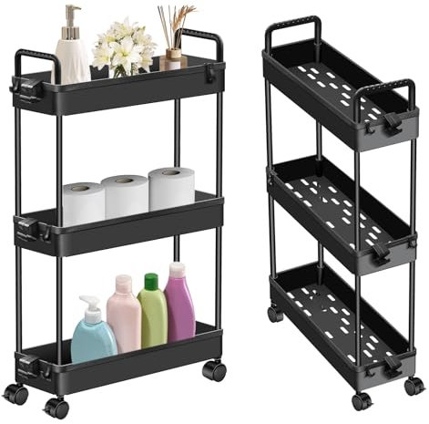 3 Schicht Regal mit Rollen Beistellwagen mit Rollen Rollregal Putzwagen Friseurwagen Servierwagen Bastelwagen für Kinder Rollwagen Plastik mit Schubladen Aufbewahrungswagen