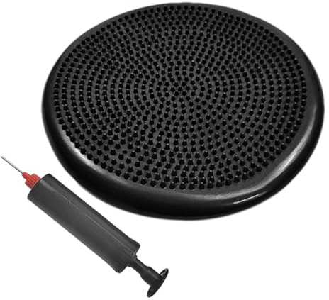 Rund balanskudde, bollsitskudde med pump, 34 cm diameter balanskudde, ortopedisk sittbollskudde, luftkudde, dyna, sittkudde, kontorsstol, balanskudde för Core, yoga