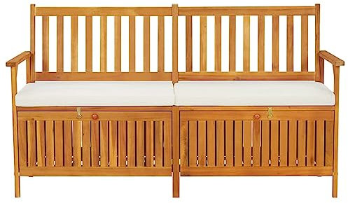 Kangmusi Truhenbank mit Kissen 148 cm Massivholz Akazie, 316737