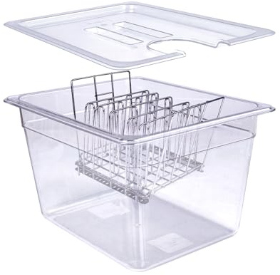 WELKOR Contenedor Sous Vide de 8 pulgadas con tapa, cocinas Sous Vide compatibles con Anova, Joule, Nano, Wancle, Instapot, perfecto para pollo, carne de res, fiestas y profesionales (recipientes de