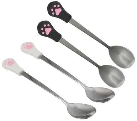 Gatuida 4pcs Pet Food Spoon Stainless Steel Dog Cat Spoon for Pet Can Food Feeding