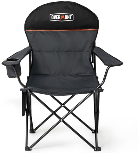 OVERMONT Sedia Pieghevole da Campeggio Portatile - Sedie Da Esterno Leggera con Poggiatesta e Porta Bicchiere - Supporta fino a 150 kg - per Spiaggia Picnic Festival Barbecue Attività Outdoor