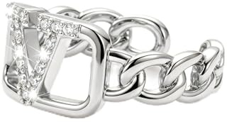 VIVILE Wasserfest Design Ringe Buchstabe V Ohrringe,Glänzend Armband,Kette,Einfaches Aber Elegantes Ringe Geschenke für Frauen