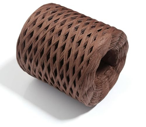 GUOZIF 1 Rollo 200 m Hilo de Paja de Rafia Tejido a Mano, Cuerda de Papel de Hierba para Tejer a Ganchillo, Ideal para Hacer Sombreros, Bolsos de Playa, Hornear, Regalos, embalajes.