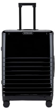 Kapten & Son Koffer Heathrow Essential Check-In All Black 82 L | Hartschalenkoffer Groß Schwarz mit stabilen, austauschbaren 360 Grad Rollen, TSA-Gepäckschloss | Reisekoffer