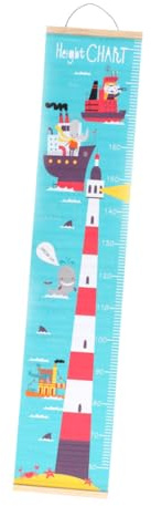 FUNNETOYU Nordische Wachstums Wandtafel für Kinderzimmer mit Leicht Aufgehängtem Leuchtturm Motiv und Öl Leinwand Rollbar zur Einfachen Aufbewahrung
