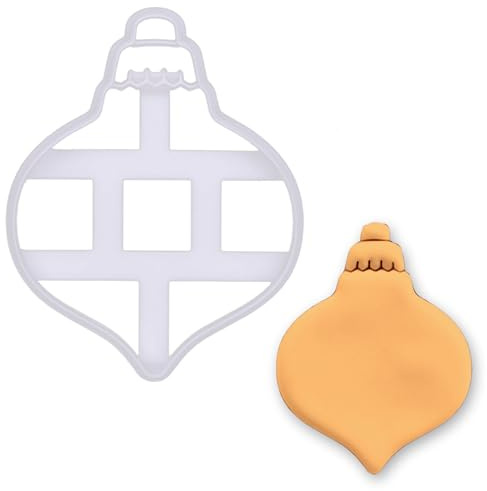 BAKERLOGY Emporte-pièce Boule Oignon – Tampon Embosseur Fondant Noël | Forme Ornement Festif pour Biscuits de Noël, Pâtisserie d’Hiver, Goûters & Loisirs Créatifs