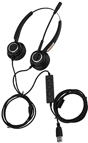 Chidlantu Cuffie USB per call center con microfono, cuffie USB con cancellazione del rumore, cuffie da ufficio comode e leggere con volume regolabile e funzione silenziosa, per computer