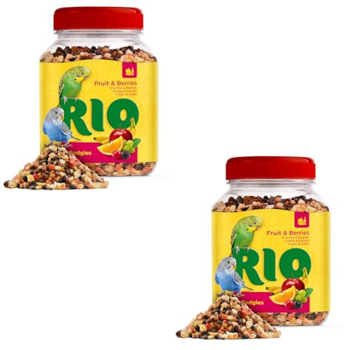 RIO Berry Mix | Doppelpack | 2 x 190 g | Leckerli für Großsittiche und Papageien | Aus getrockneten Beeren