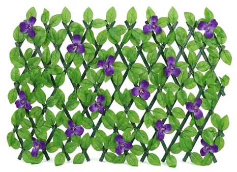 Pannelli a grigliato da giardino espandibili con fiori | Recinzione da giardino espandibile | Schermo per la privacy con recinzione espandibile | Schermo per la privacy con edera sintetica | Verde da