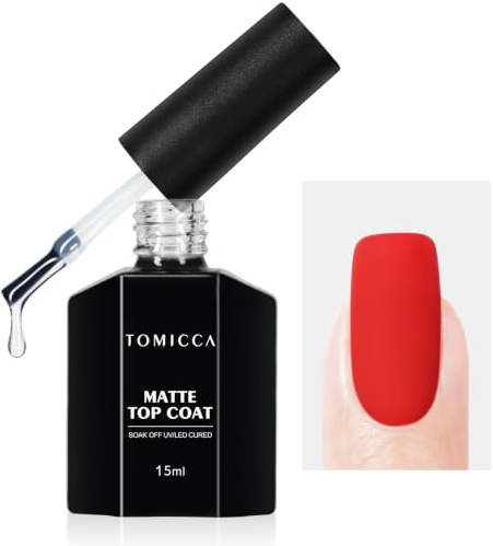 TOMICCA Matte Top Coat - Smalto semipermanente, 15 ml | Smalto per unghie Top Coat Gel UV, No Wipe e Durevole, Soak Off UV/LED, per Studio di Manicure DIY Home