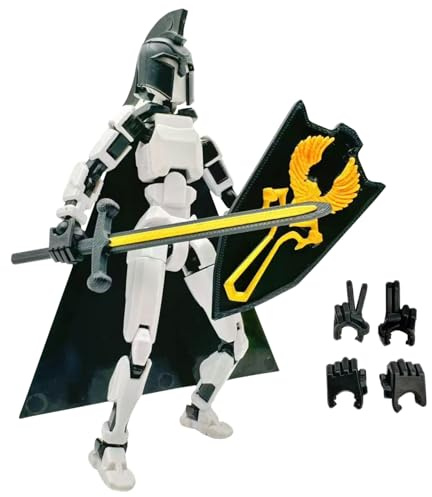 WANGHONGGOGO Figurine d'action T13 Mage，Figurine articulée,Ornements Mobiles multiarticulés imprimés en 3D adaptés à la décoration de Bureau des Bon ami et des Adultes (Noir Gris)