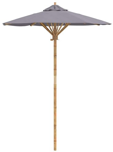 Vopese Garden Parasol Dark Grey Ø 150 x 210 cm Bamboo For outdoor, terrace, and garden shading purposes ZSSCJ-UK4108084UK