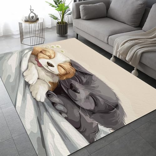 RLYXGS Hund Wohnzimmer Teppich Haustiere Kawaii Waschbare rutschfest Teppich Weich Kurzflo Kleiner Teppiche für Indoor Schlafzimmer Esszimmer Fußmatte Bettvorleger Dekoration 60x90 6R2339