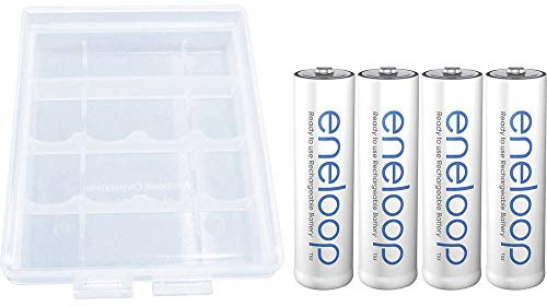 Panasonic eneloop, Ready-to-Use Ni-MH Akku, AA Mignon, 4er Pack inkl. Akkubox, min. 1900 mAh, 2100 Ladezyklen, starke Leistung und geringe Selbstentladung, wiederaufladbare Akku Batterie, BK-3MCCEC4BE, Weiß