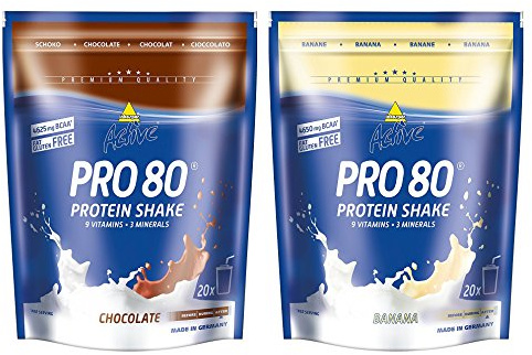 Inkospor Active Proteinshake Pro 80 Beutel 2er Mix Pack (2 x 500 g) Schoko/Banane, 1er Pack (1 x 1 kg)