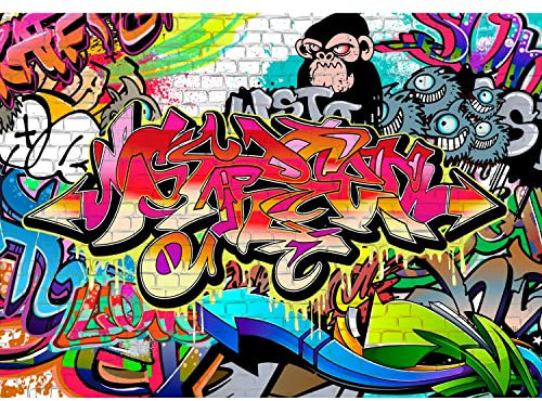 Runa Art Fototapete Graffiti Streetart 352 x 250 cm Vlies Tapeten XXL Moderne Wandtapete Wohnzimmer Schlafzimmer Bunt 9065011a