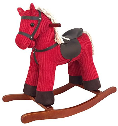 Sweety-Toys 6830 PARADISO gunghäst röd super söt, mycket ädel CORD COTTON