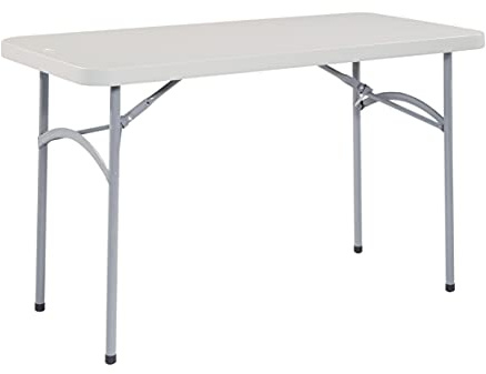 Office Star Resin Multipurpose Rectangle Folding Table for Indoor or Outdoor Use, 4 Feet x 2 Feet