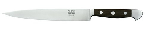 Güde Solingen - Couteau à Jambon Acier au Carbone forgé, 21 cm, Macassar, Alpha-CAST - Couteau à découper, Double mitre, fabriqué à la Main en Allemagne, Marron