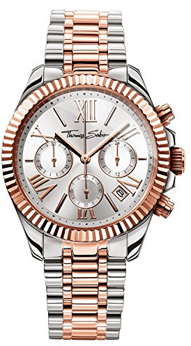 Thomas Sabo Women Watch Divine Chrono Chronograph Rose Gold Silver Quartz Stainless Steel WA0221-272-201-38 MM