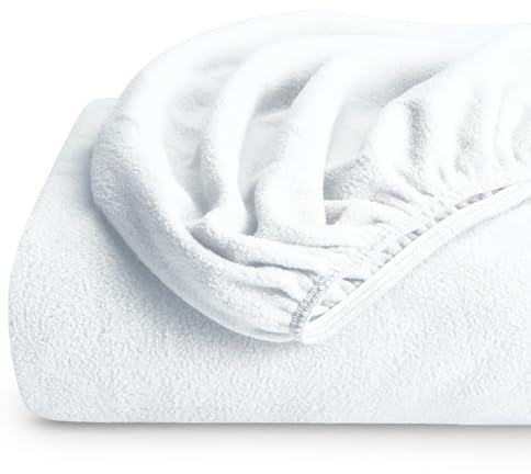 Bare Home Super Soft Fleece Fitted Sheet - Queen Size - Extra Plush Polar Fleece, No-Pilling - Deep Pocket - All Season Cozy Warmth (Queen, White)