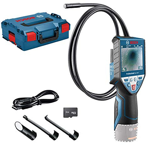 Bosch Professional 12V System Inspektionskamera GIC 120 C (Ohne Akku und Ladegerät, Kabellänge: 120 cm, Display: 3,5'', 4X AA-Batterie, L-BOXX)